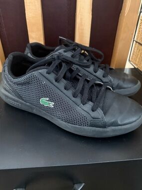 Lacoste Men’s Black Sneakers with Green Crocodile Logo